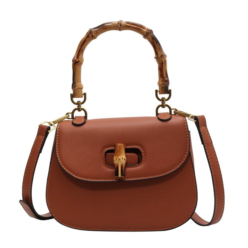 Bamboo Handle Saddle Bag – Retro Handheld & Shoulder Bag for Women