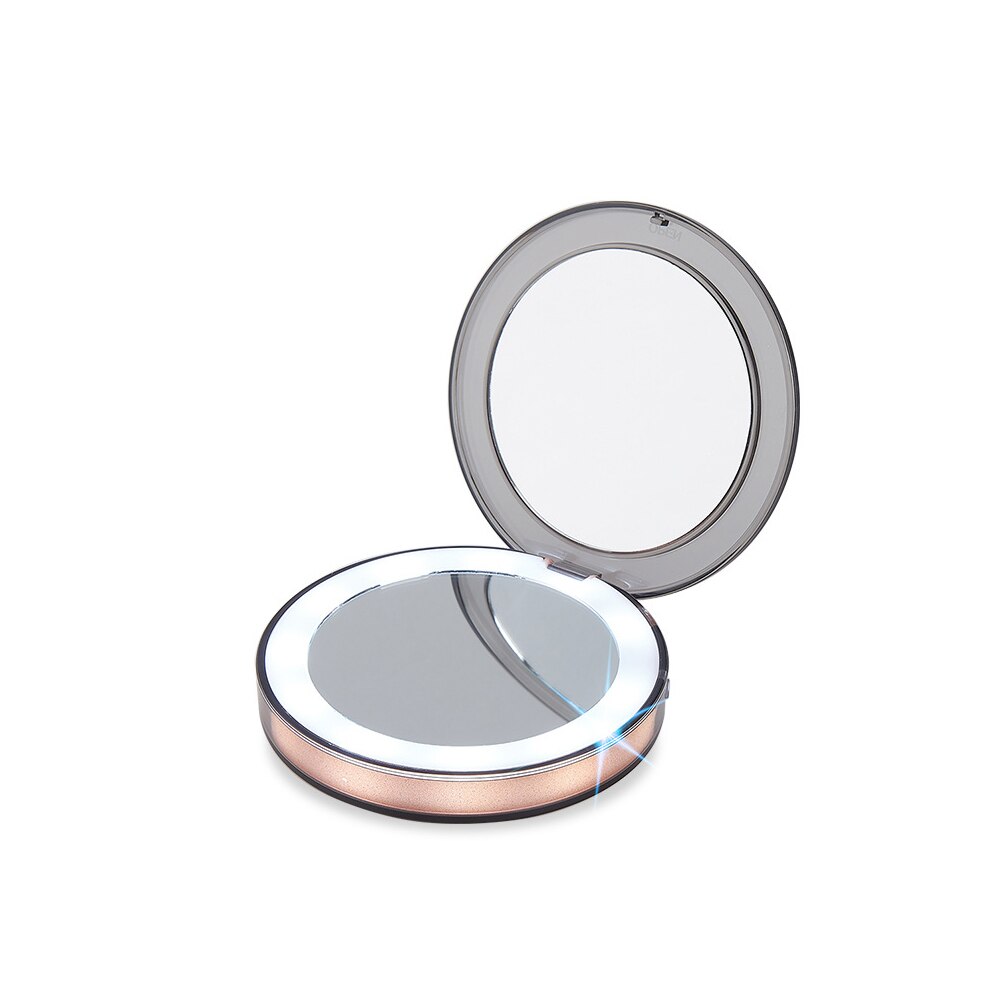 LED Lighted Foldable Compact Makeup Mirror - USB Rechargeable Vanity Mirror with 11 LEDs and 3x Magnification