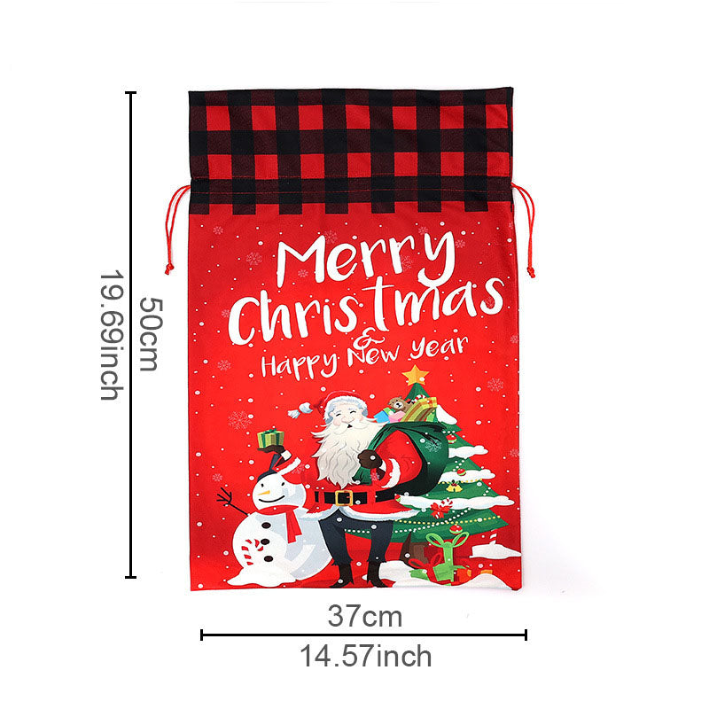 Christmas gift bag, large size, children's candy bag, flannel printed, elderly drawstring drawstring drawstring drawstring bag