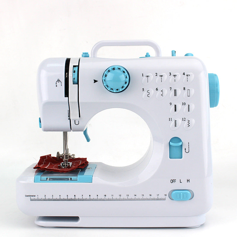 Portable Electric Sewing Machine for Home Use - Adjustable Speed, Backstitch and 12 Stitches for Beginners