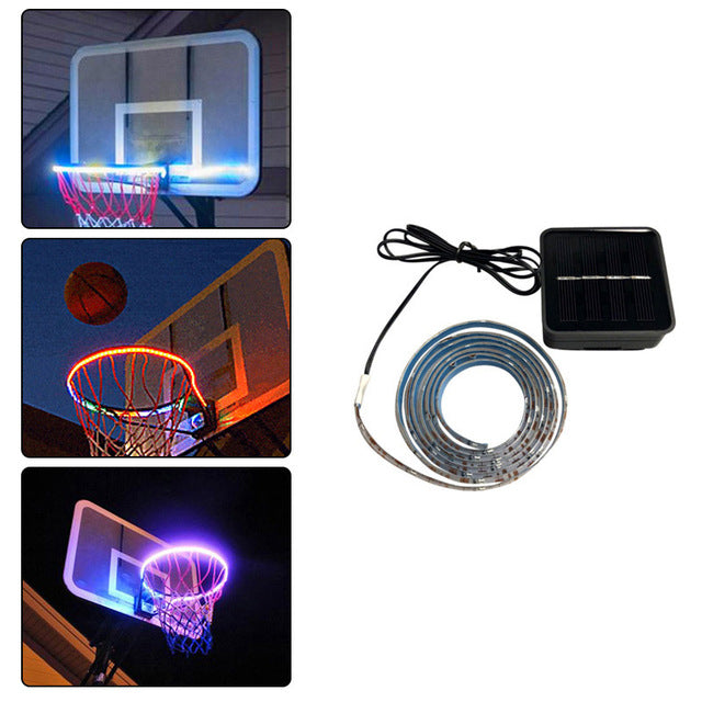 Solar LED Basketball Hoop Light – Colour-Changing Rim Strip for Night Play