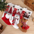Christmas Stocking Gift Bag - Large Cloth Santa, Snowman & Reindeer Design (24x46.5cm)