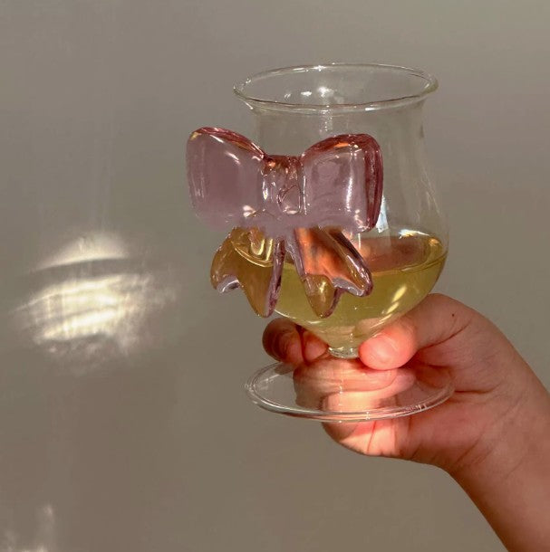 Pink Bow Champagne Glass – Aesthetic Tall Cocktail Cup