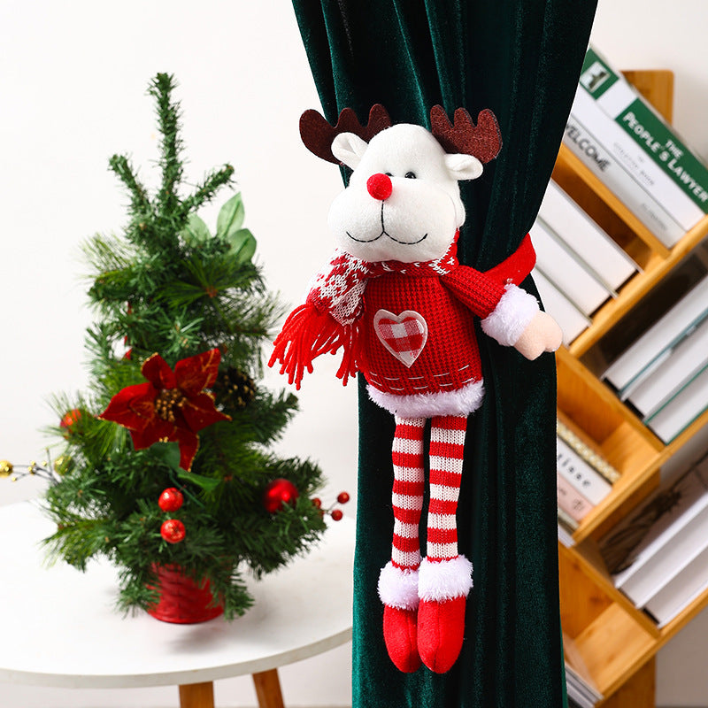 Knitted Long Leg Santa Claus Curtain Buckle Pendant - Festive Christmas Decoration