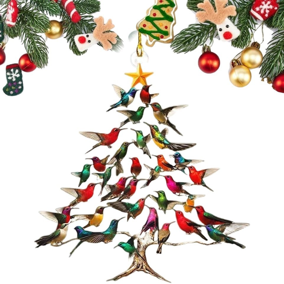 Hummingbird Christmas Tree Ornament - Acrylic Hanging Decoration in 4 Colours