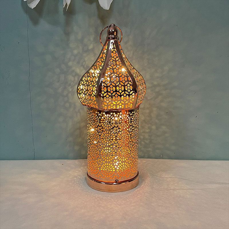Moroccan Wrought Iron Decorative Lamp - Battery LED Night Light for Ramadan, Events and Home Decor