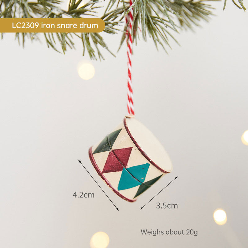 Painted Wrought Iron Christmas Tree Hanging Ornament - Santa, Snowman & Festive Designs