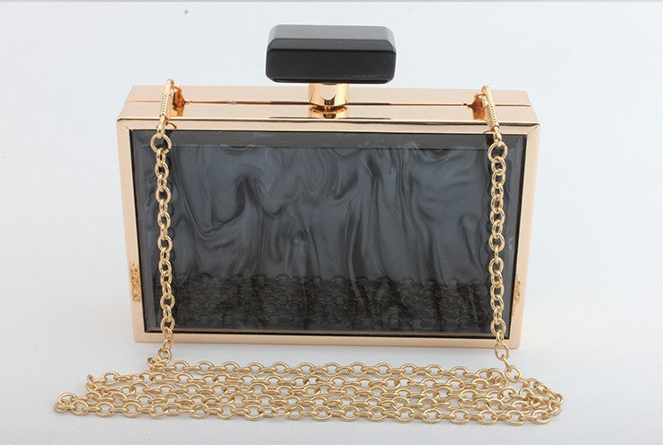 Acrylic Perfume Bottle Clutch – Novelty Evening Bag with Chain Strap