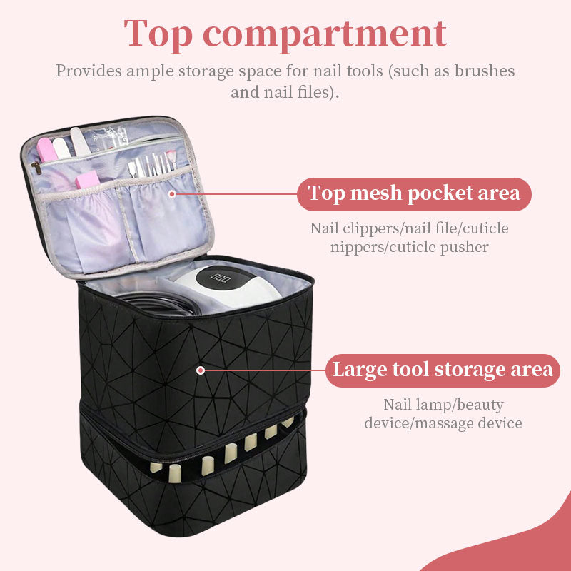 Portable 30-Compartment Nail Organizer Case - All-in-One Manicure Tools and Cosmetic Storage Bag