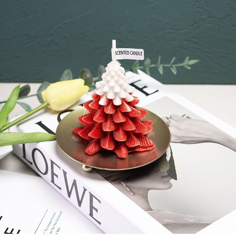 Christmas Tree Soy Wax Aromatherapy Candle - Festive Scented Decoration & Photography Prop