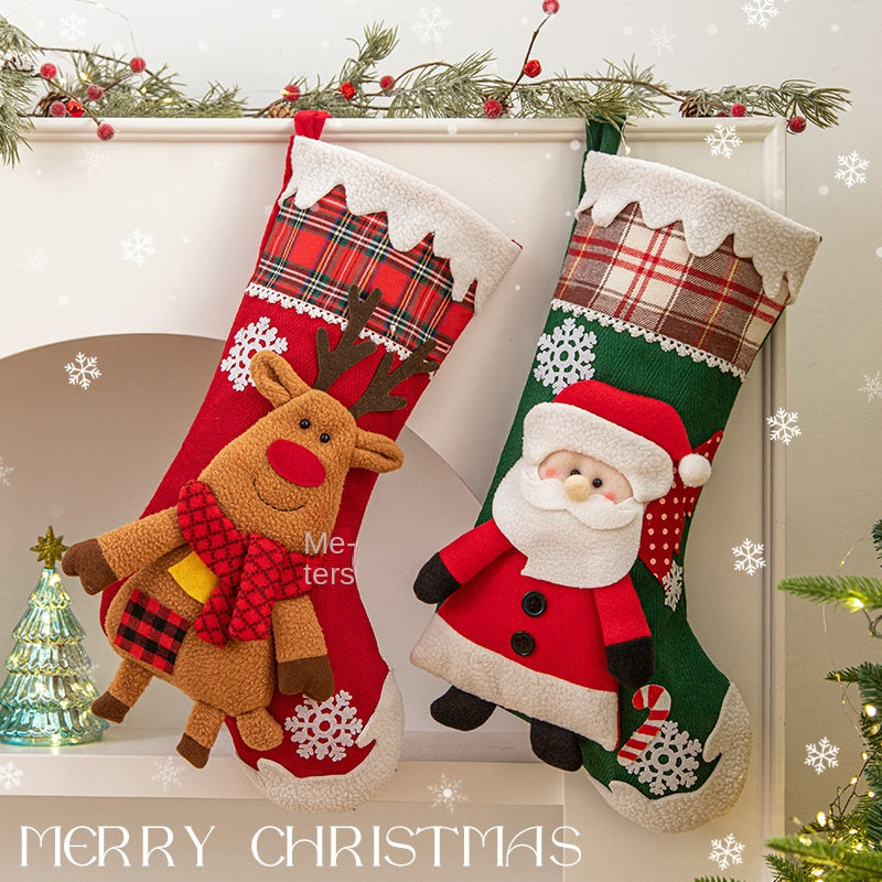 Christmas Stocking Hanging Decoration - Festive Tree & Mantelpiece Ornament in 8 Designs