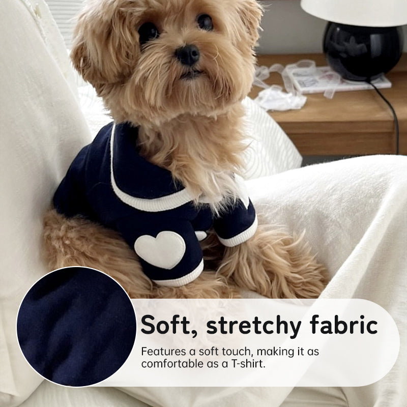 Heart-Print Plush Dog Pyjamas | Warm Winter Onesie for Small Dogs & Cats