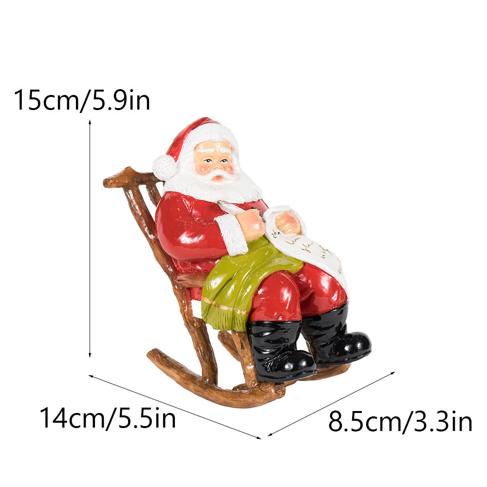 Lounge Chair Santa Claus Resin Figurine - Festive Desktop Ornament & Christmas Decoration