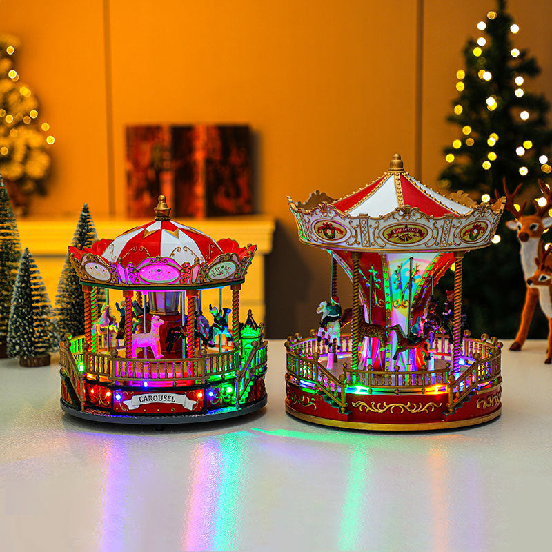 Christmas Carousel Music Box Ornament - Large Luxury Festive Decoration & Gift (27 x 23.5cm)