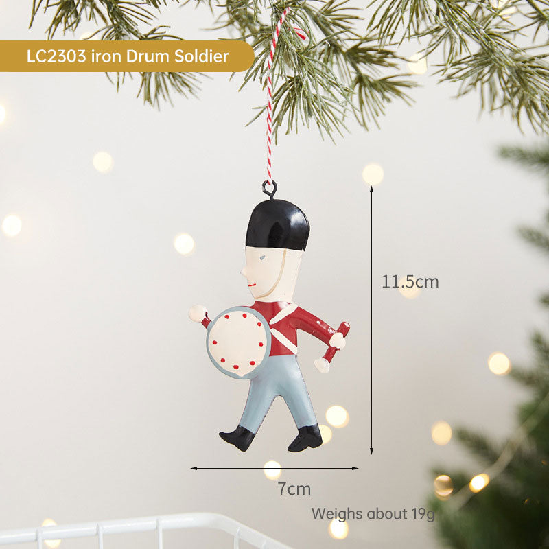 Painted Wrought Iron Christmas Tree Hanging Ornament - Santa, Snowman & Festive Designs