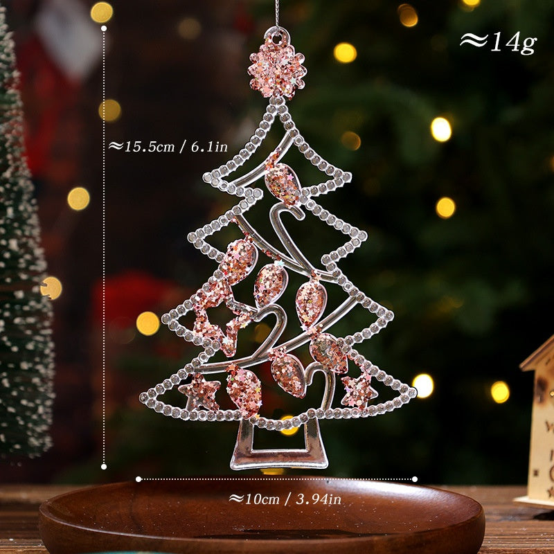 Christmas Decorative Creative Hanging Ornament Acrylic Transparent Snowflake Crystal Pendant Ice Crystal Hanging Decoration for Christmas Tree