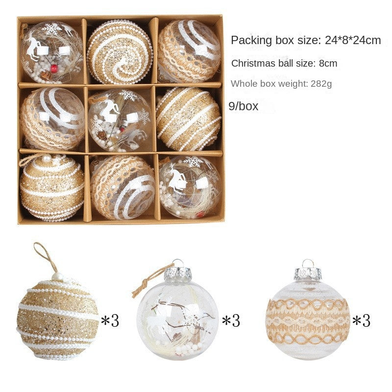 Christmas Ball Set for Home Decoration, Painted Ornaments for Christmas Tree, Burlap Hanging Balls Decor