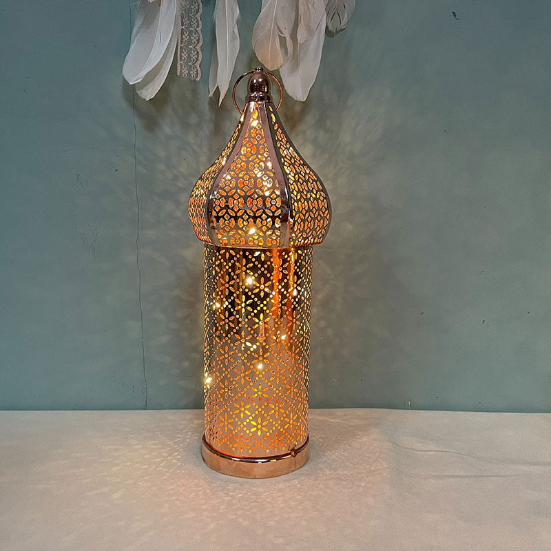 Moroccan Wrought Iron Decorative Lamp - Battery LED Night Light for Ramadan, Events and Home Decor