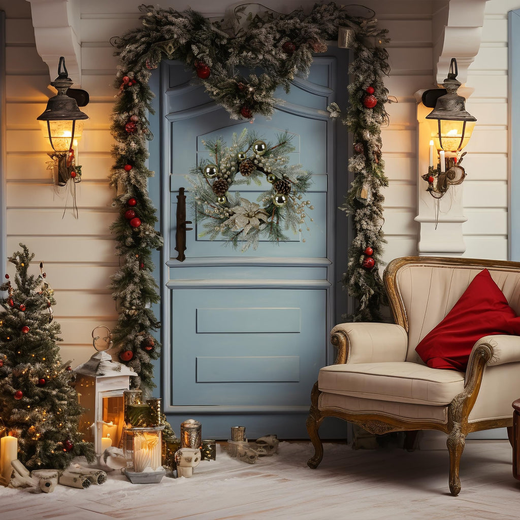 20-Inch Pre-Lit Christmas Wreath – 8 Lighting Modes, Warm LED Lights & Timer