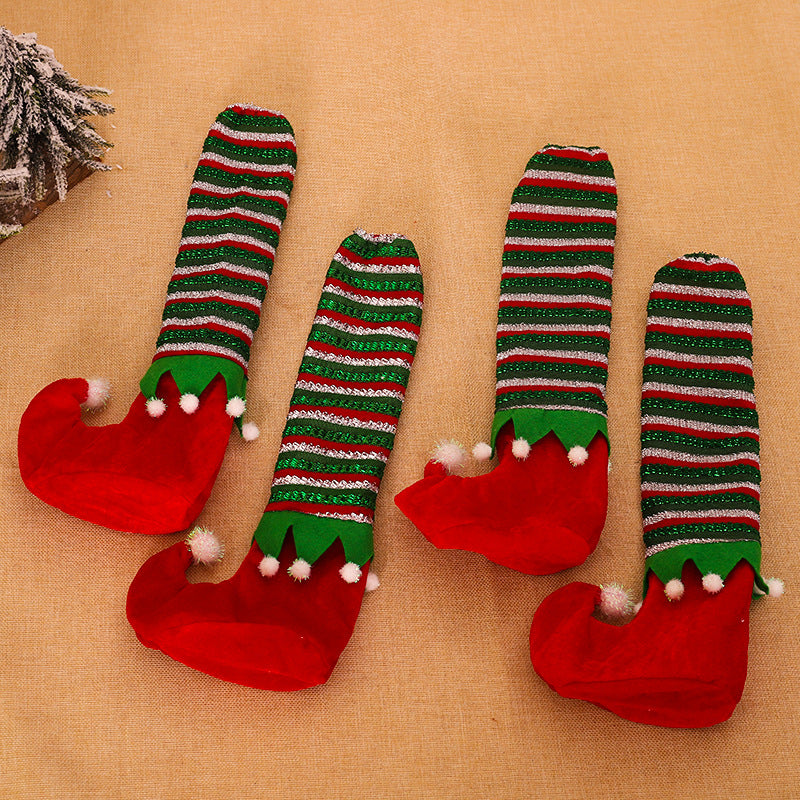Christmas Elf Leg Table & Chair Covers – Festive Striped Decoration