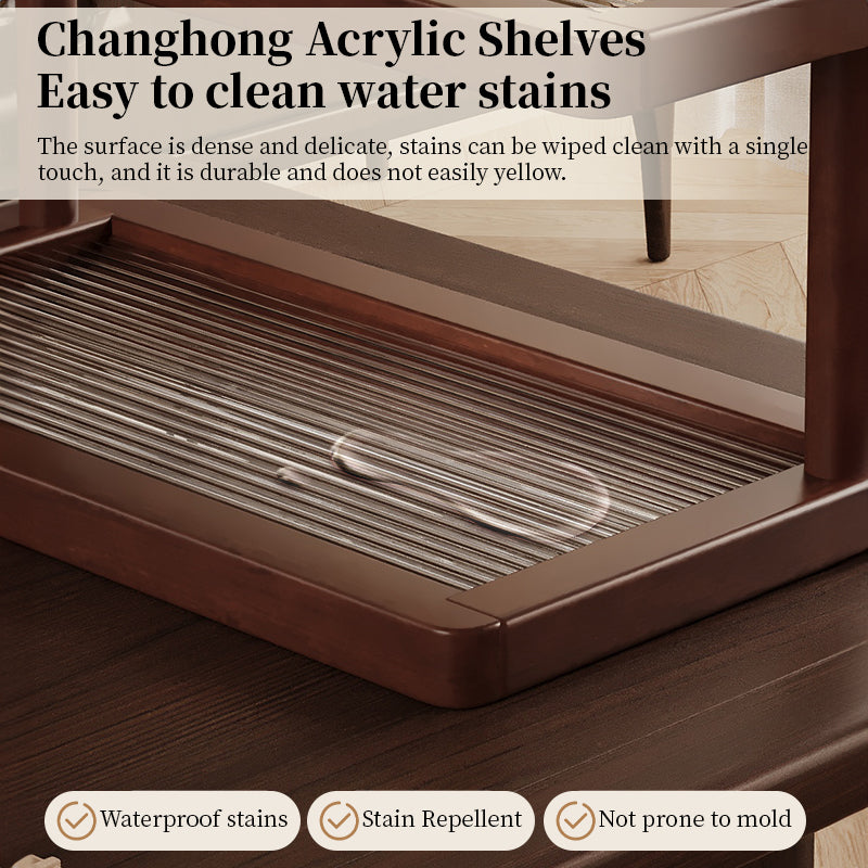 2-Tier Bamboo Spice and Cosmetic Organiser with Acrylic Base - Countertop Storage for Small Spaces