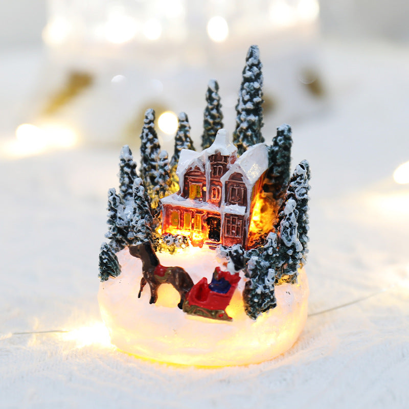 Luminous Resin Christmas House Decoration - Glowing Micro Landscape Village Scene Gift