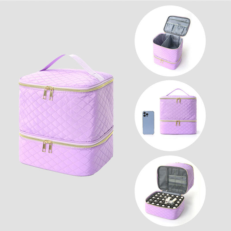 Portable 30-Compartment Nail Organizer Case - All-in-One Manicure Tools and Cosmetic Storage Bag