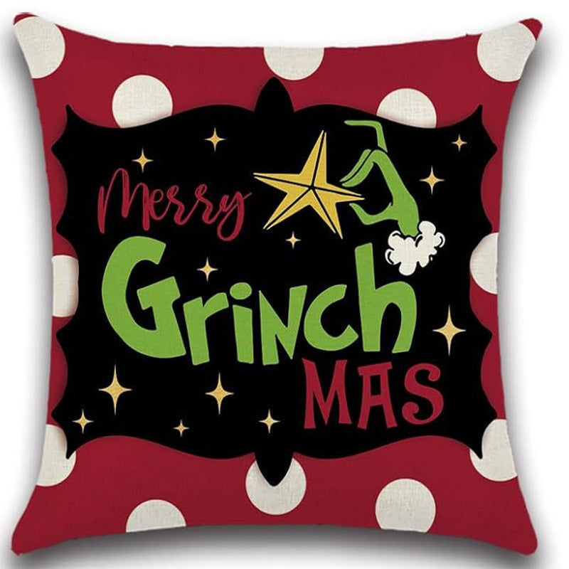 Christmas Linen Cushion Cover - Festive Sofa Pillow Case in 4 Designs (45x45cm)