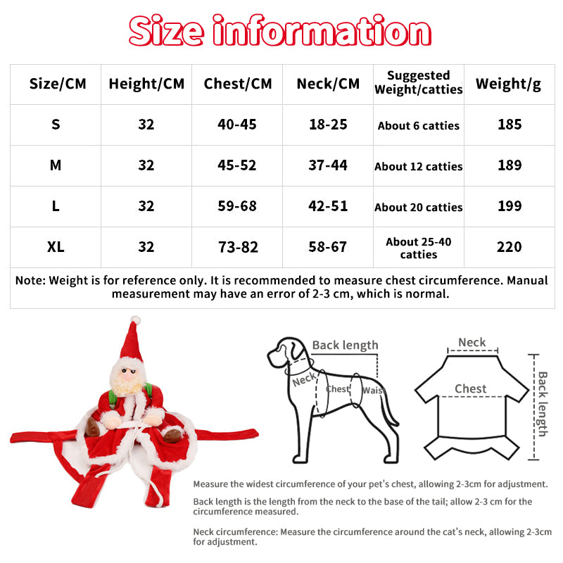 Santa Riding Dog Christmas Costume - Funny Festive Pet Outfit for Small & Large Dogs (S-XL)