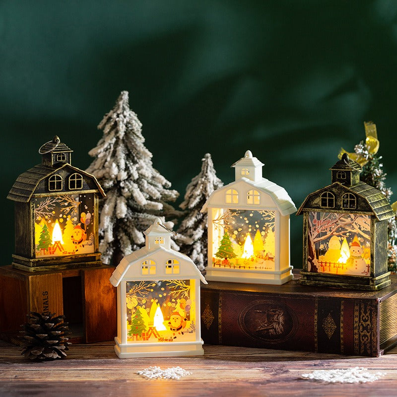 Retro LED Christmas Lantern Ornament - Handheld Nightlight Tree Pendant in 8 Designs