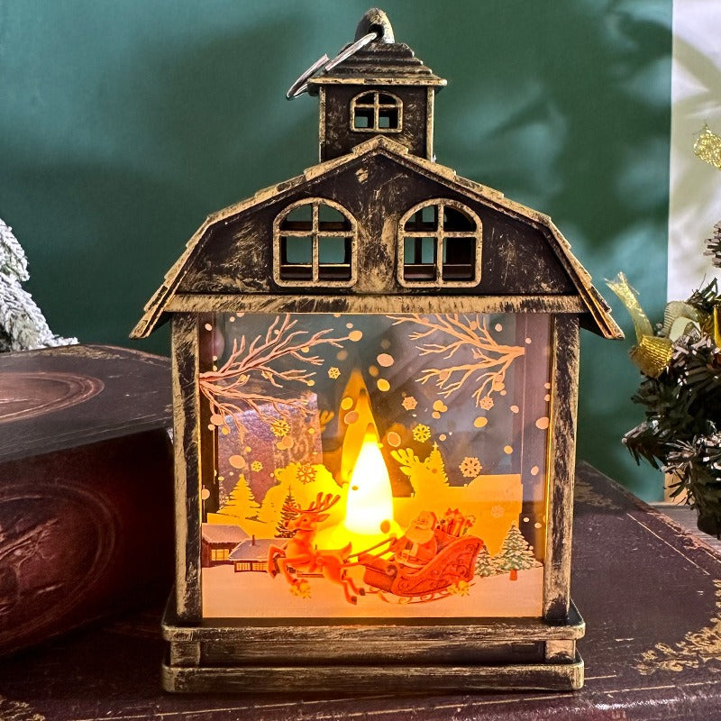 Retro LED Christmas Lantern Ornament - Handheld Nightlight Tree Pendant in 8 Designs