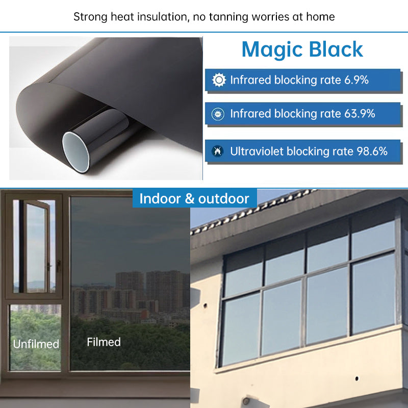 One-Way Window Privacy Film - Static Cling UV Blocking Heat Control Window Tint