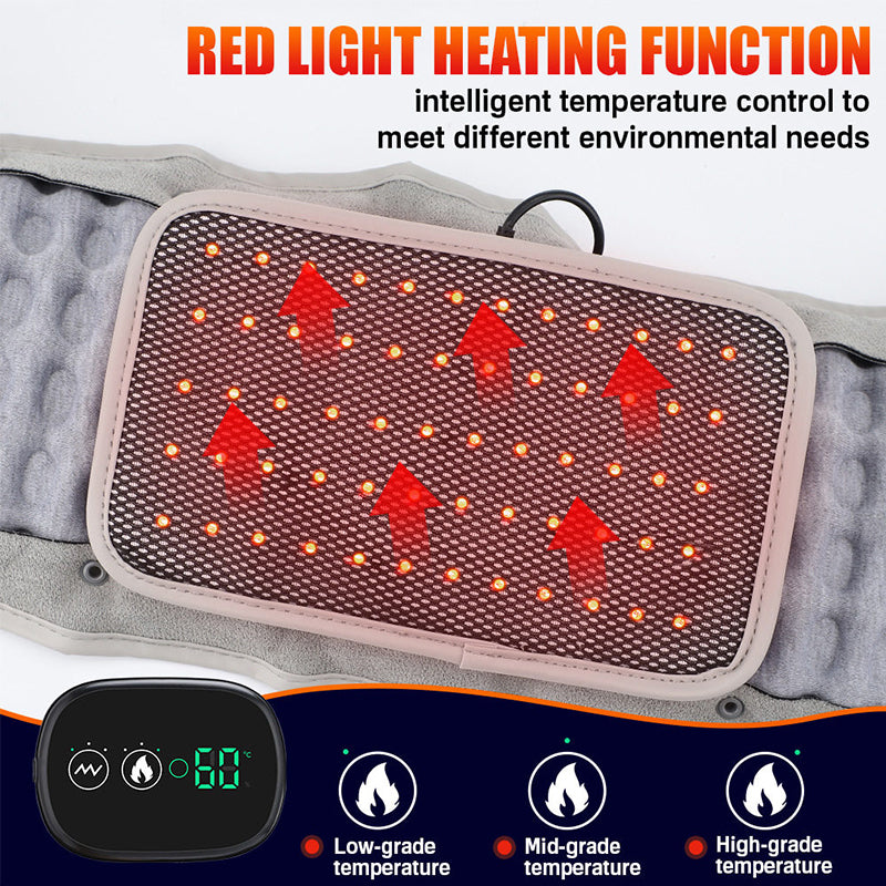 Electric Heating & Massage Waist Belt - Inflatable Lumbar Support with Red Light Therapy for Back Pain Relief
