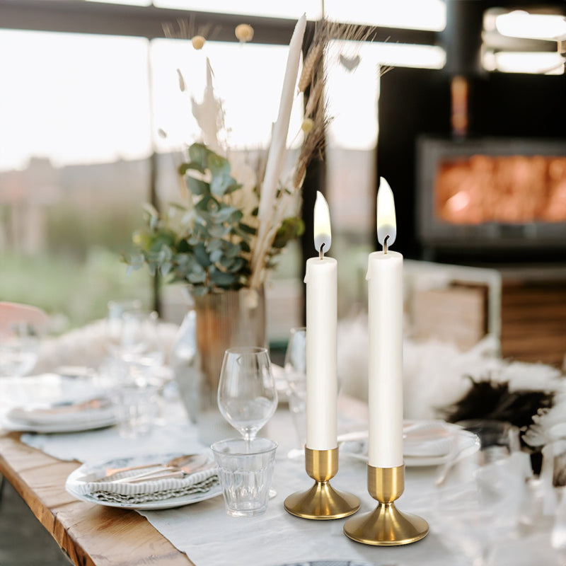 8-Piece Gold Conical Candle Holder Set – Elegant Metal Taper Holders