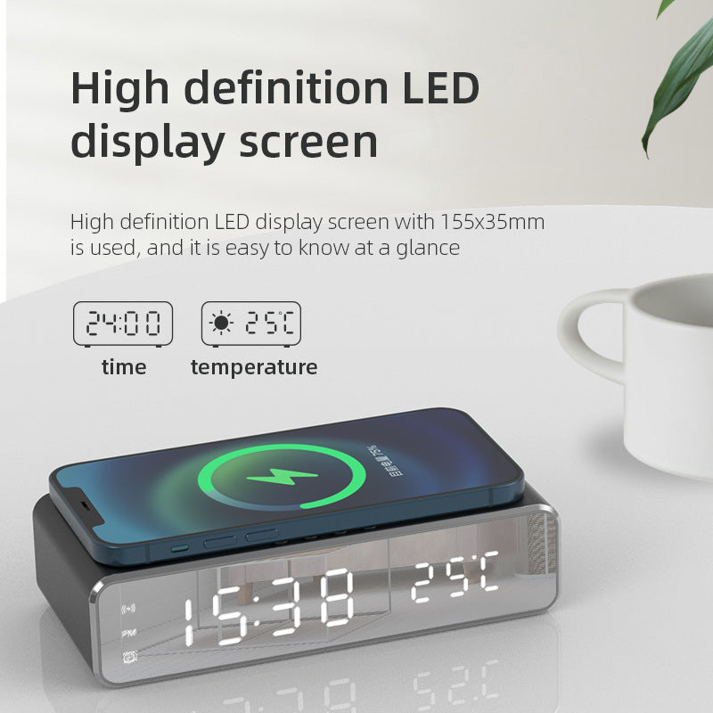 Smart LED Alarm Clock with Wireless Charging & Temperature Display - Bedside Digital Clock