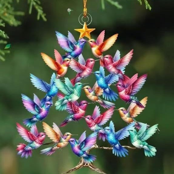 Hummingbird Christmas Tree Ornament - Acrylic Hanging Decoration in 4 Colours