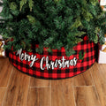Red & Black Checkered Christmas Tree Skirt - Large 77cm Festive Tree Apron Decoration