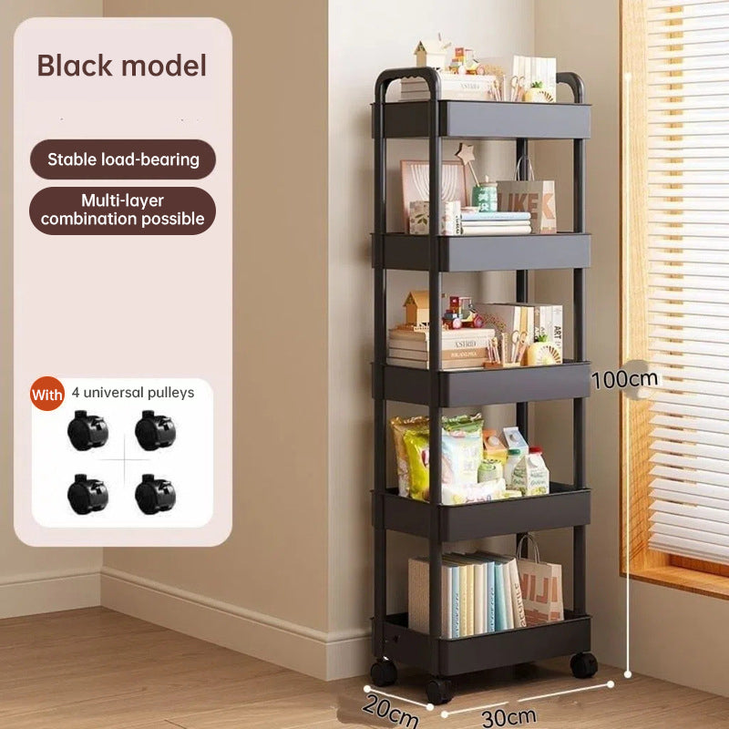 Rolling Storage Cart with Open Shelves - Multifunctional Trolley for Kitchen, Bedroom and Office