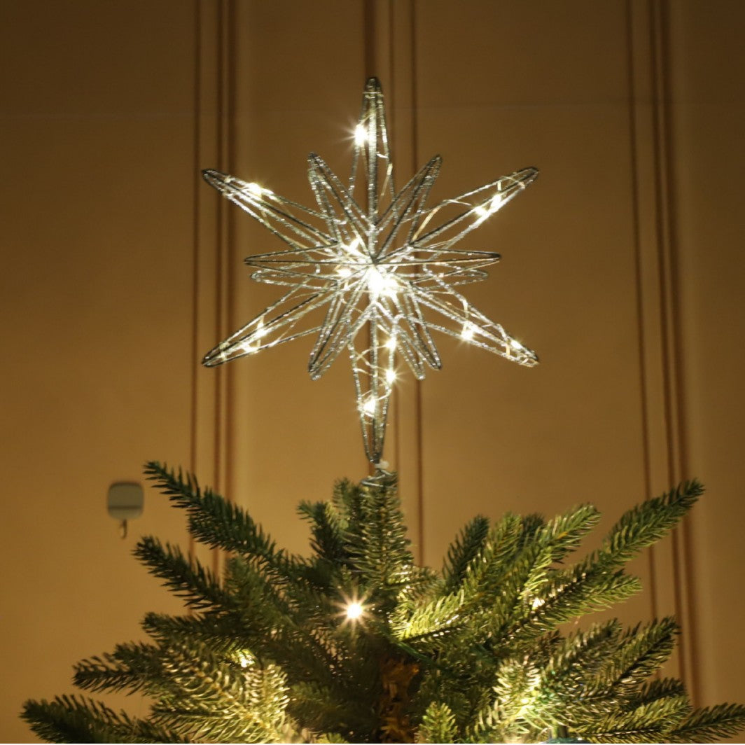 3D Iron Carved Christmas Tree Topper Star - Luxury Metallic Star Decoration in 4 Designs