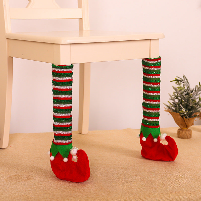 Christmas Elf Leg Table & Chair Covers – Festive Striped Decoration