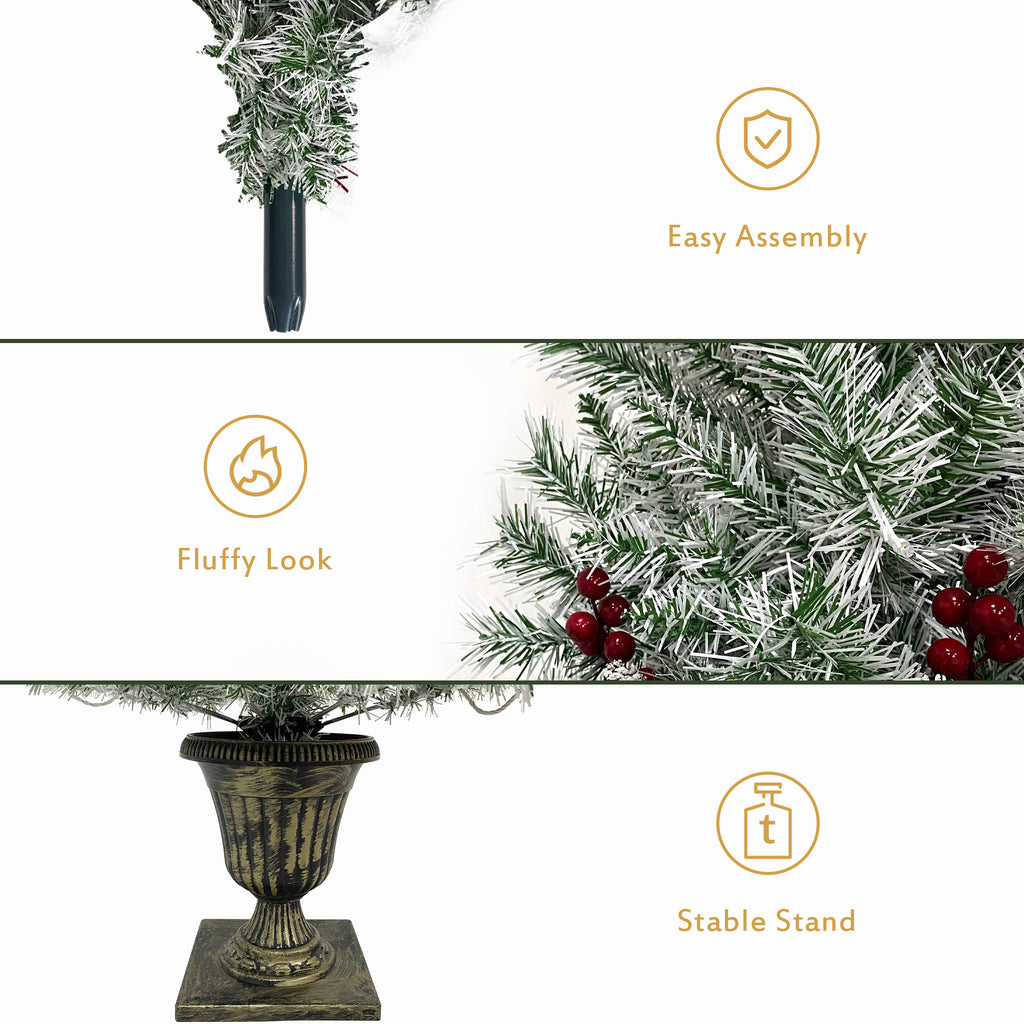Pre-Lit Christmas 4-Piece Set – 2 Entrance Trees, Garland & Wreath with 340 LED Lights