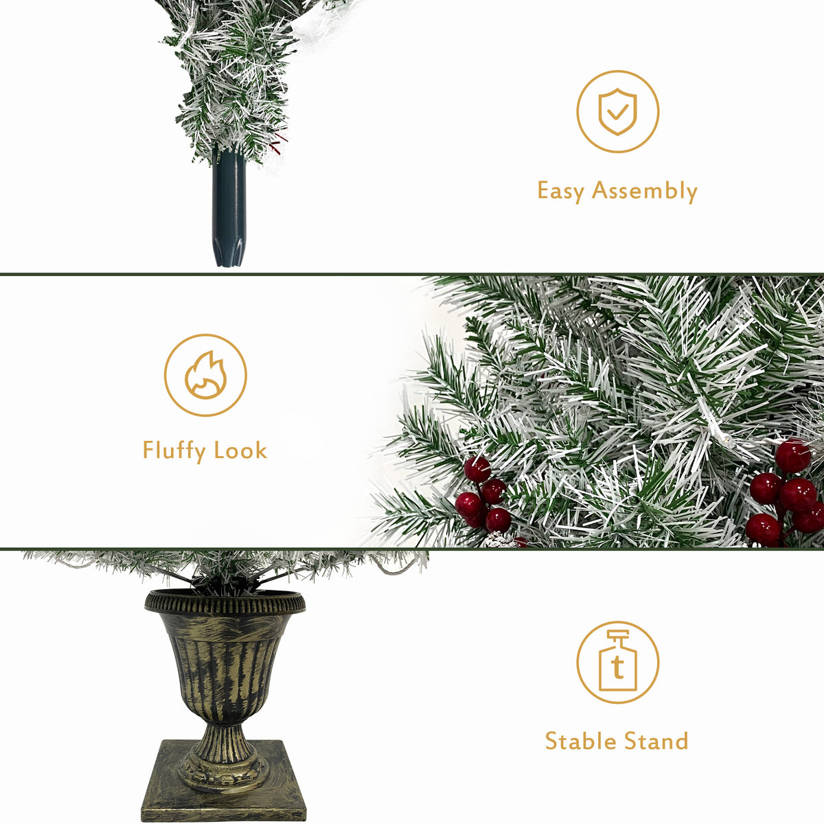 Pre-Lit Christmas 4-Piece Set – 2 Entrance Trees, Garland & Wreath with 340 LED Lights