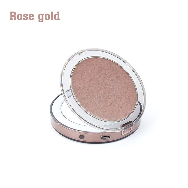 LED Lighted Foldable Compact Makeup Mirror - USB Rechargeable Vanity Mirror with 11 LEDs and 3x Magnification