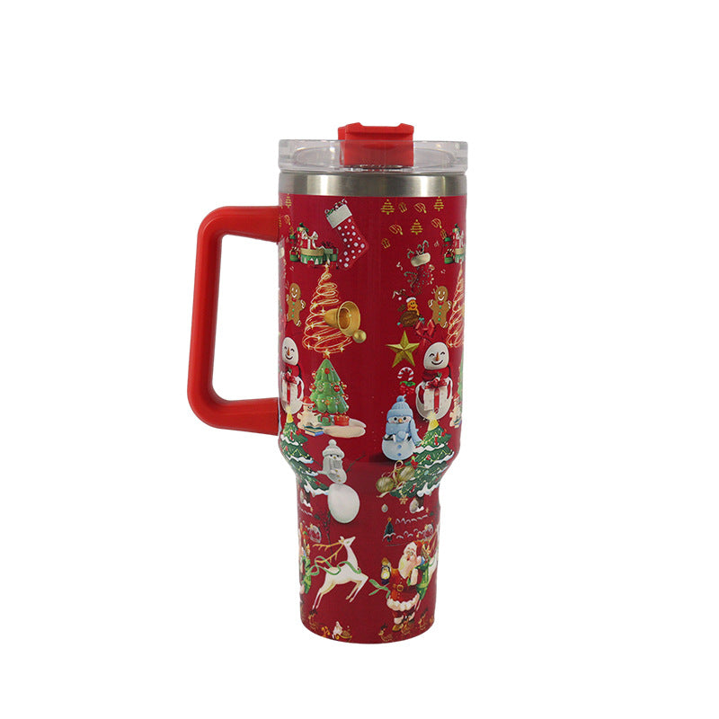 Christmas 40oz Insulated Tumbler with Handle - 304 Stainless Steel Thermal Car Mug