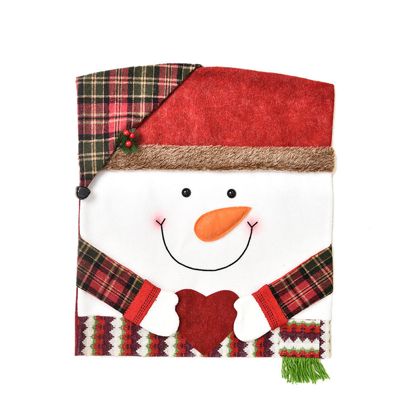 Christmas Character Dining Chair Cover - Santa, Snowman & Reindeer Design (54x48cm)