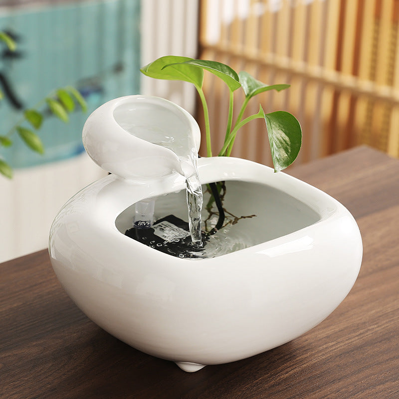 Ceramic Flowing Water Ornament – Chinese Style Feng Shui Desktop Decoration