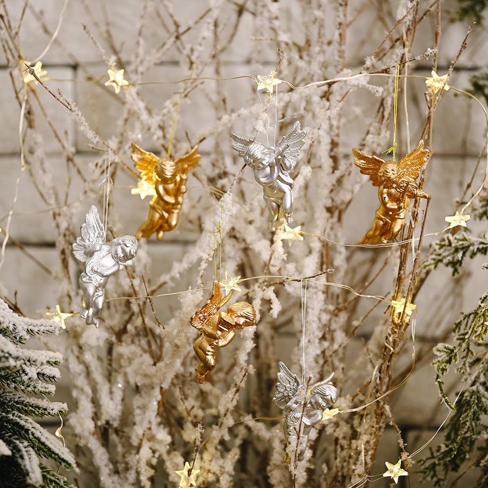 Christmas Decorations Gold and Silver Angel Ornaments Creative New Style Little Angel Doll Hanging Decoration Tree Ornament