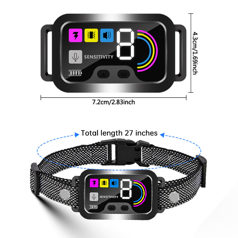 Smart Anti-Bark Dog Collar – Colour Screen, 8-Level Sensitivity & IP67 Waterproof