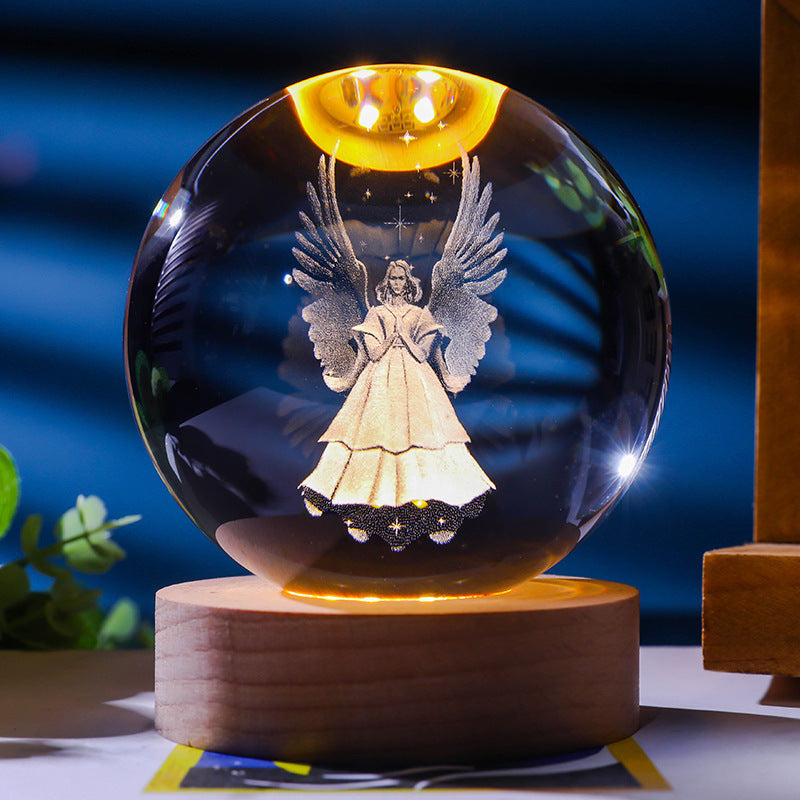 3D Crystal Ball Ornament with LED Touch Base – Micro Landscape Desk Decor Gift (6cm & 8cm)
