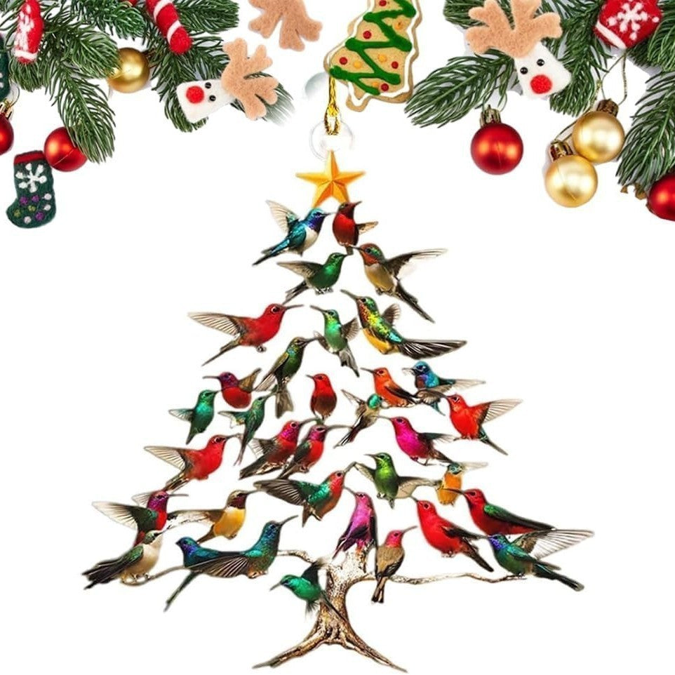 Hummingbird Christmas Tree Ornament - Acrylic Hanging Decoration in 4 Colours